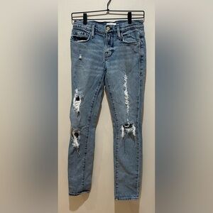 Frame Le Garcon Straight Leg Beldon Rips Distressed Blue Jeans - Women’s Size 25